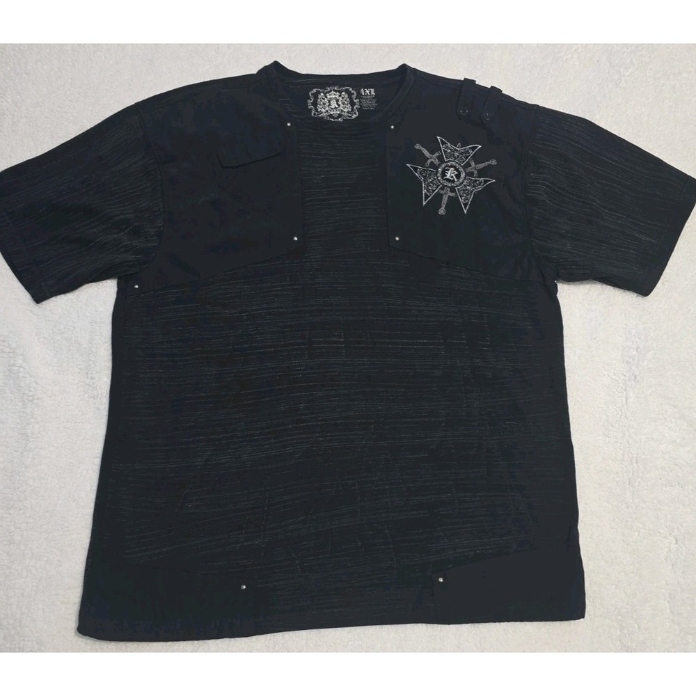 Vintage Y2k Kanji Black T-shirt Size 4XL